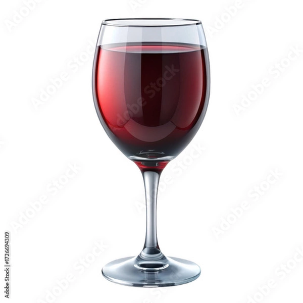 Fototapeta Full red wine glass isolated on transparent background, ready for tasting
