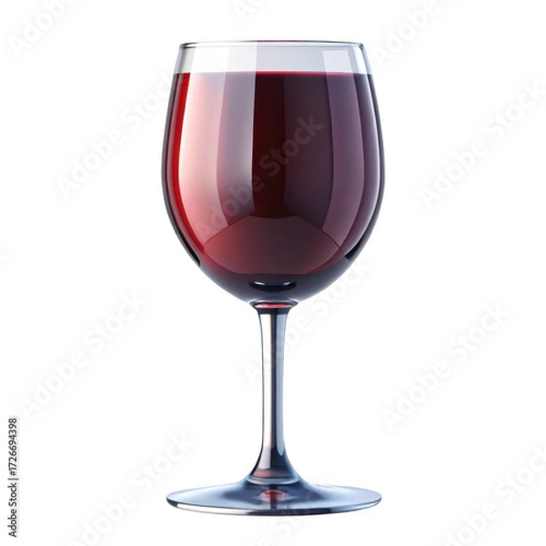 Fototapeta Red wine in a glass isolated on transparent background, closeup studio shot