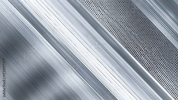 Fototapeta Diagonal brushed steel with fine stripes and soft reflections. Elegant metallic texture suitable for modern interiors, elevators, or luxury industrial furniture.