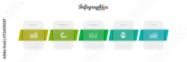 Fototapeta Infographic design template. Progress bar with translucent elements. Vector infographic illustration can be used for chart, diagram, web design, presentation, workflow layout