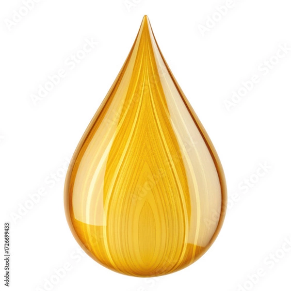 Fototapeta Shiny golden drop isolated on transparent background, symbol of oil or honey