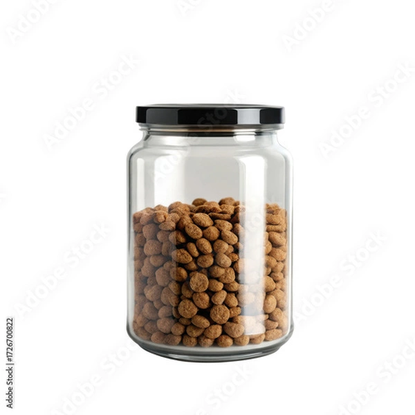 Fototapeta Tiger nuts in a glass jar isolated on transparent background, healthy food