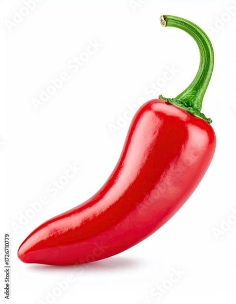 Fototapeta Single red chili pepper, whole, isolated