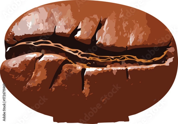 Obraz Coffee bean vector with glossy texture and groove, encouraging food appreciation and creative education
