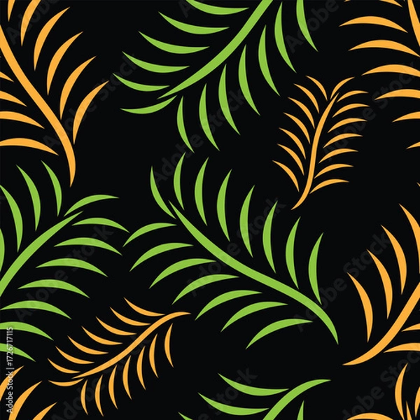 Fototapeta design vector art seamless pattern image of palm leaves, coconut leaves