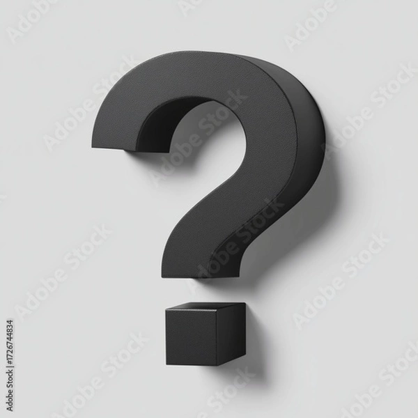 Fototapeta Minimal black vector-style question mark icon on a clean white background with no shadows, gradients, borders, or internal text