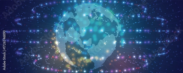 Fototapeta Abstract futuristic network and artificial intelligence technology background