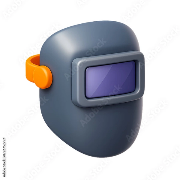 Fototapeta 3D Render 3D welding helmet icon showcasing safety gear for industrial and construction safety applications.