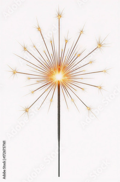 Fototapeta Bright sparkler starburst effect on white background