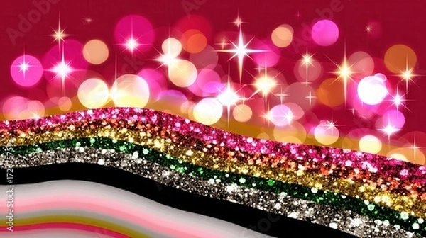Fototapeta Glittering festive background with sparkling lights in vibrant colors