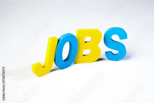 Fototapeta Jobs word made of colorful plastic letters on white background. Job concept.