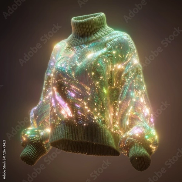 Fototapeta Glowing Knitted Sweater with Fiber Optic Lights