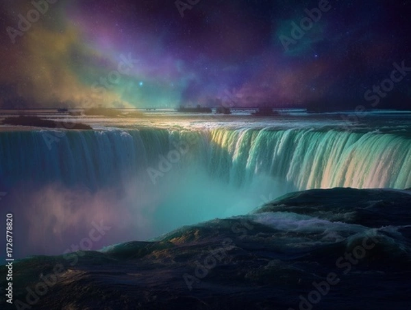 Fototapeta Majestic Waterfall under Cosmic Sky