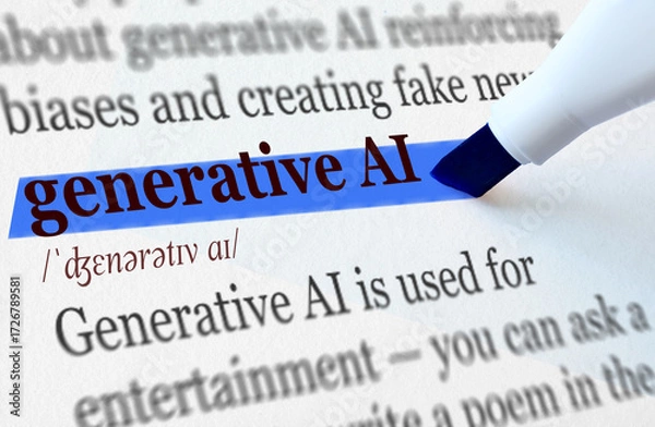 Fototapeta the definition of the word GENERATIVE AI highlighted in blue