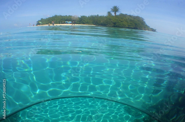 Fototapeta Exotic Island with Coral Reef in the Caribbean Sea