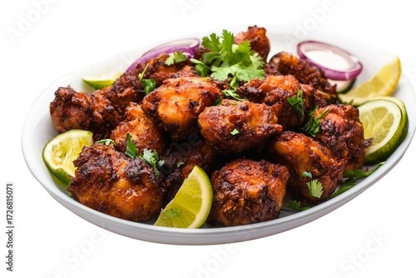Fototapeta Crispy masala fried chicken isolated on transparent background