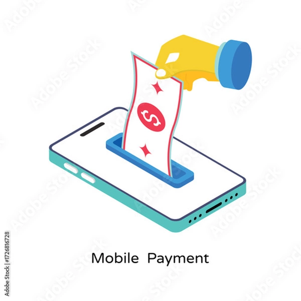 Fototapeta Mobile  Payment Isometric Vector Illustration