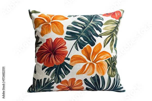 Fototapeta Decorative printed cushion isolated on transparent background
