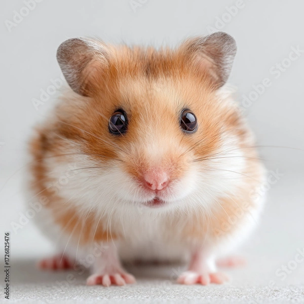 Fototapeta Cute Syrian hamster looking at camera