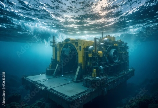 Fototapeta Massive underwater technology platform subsea infrastructure and energy development