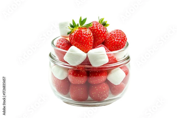 Fototapeta Fresh strawberry marshmallow isolated on transparent background