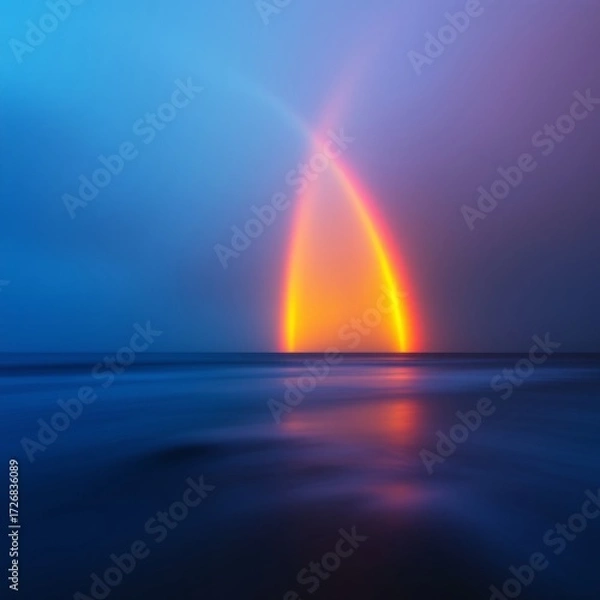 Fototapeta Abstract Ocean Rainbow with a dreamy and serene atmosphere at twilight, long exposure