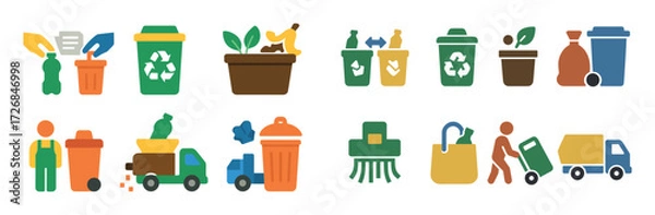 Fototapeta Colorful Waste Sorting Icons