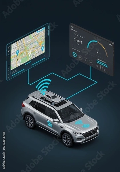 Obraz Autonomous Electric Suv with Smart Navigation and Connectivity Technology