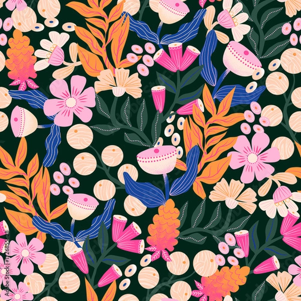 Obraz Folk Floral Garden Seamless Pattern