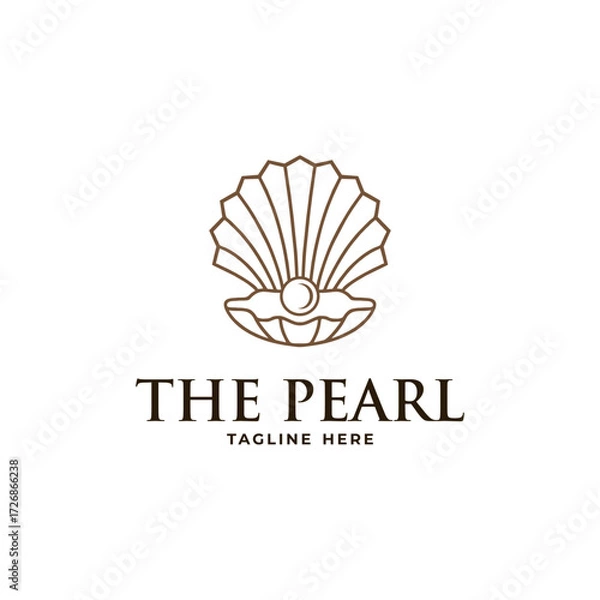 Fototapeta minimal logo design of pearl in open shell