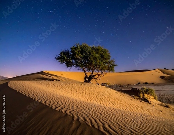 Obraz Desert night, lone tree