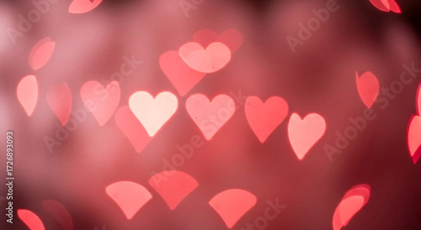 Fototapeta Romantic heart-shaped bokeh lights create a dreamy, loving atmosphere perfect for Valentine's Day or wedding invitations