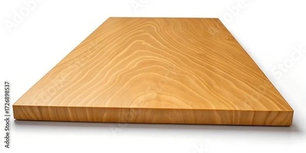 Fototapeta Rectangular Wooden Cutting Board with Natural Grain and Reflection on mockup White Background kitchen