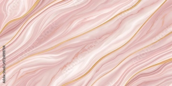 Fototapeta Swirling Pink Marble Texture with Thin Gold Veins and Soft Light mockup background