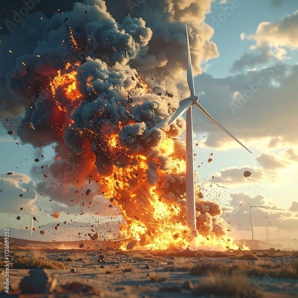 Obraz Exploding wind turbine