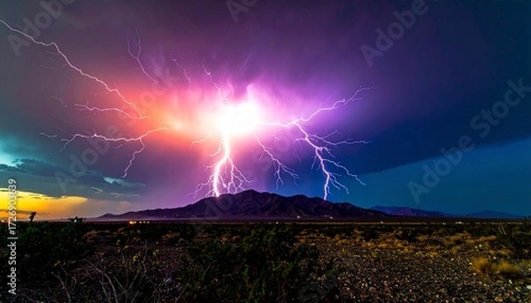 Fototapeta Each flash of lightning tells a story of power.  