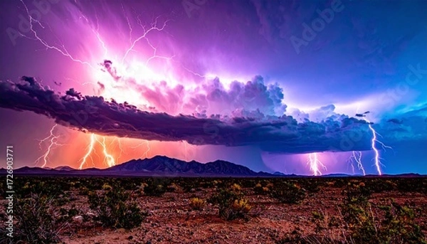 Fototapeta A moment of wonder amidst the tempest's fury.  