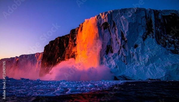 Fototapeta The glacier's retreat symbolizes a changing world.  