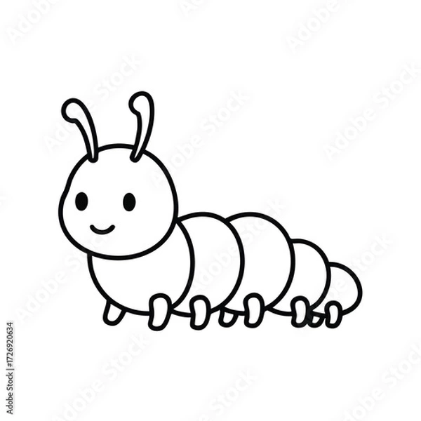 Fototapeta A cheerful cartoon caterpillar with a smiling face and segmented body, showcasing a playful and whimsical design.
