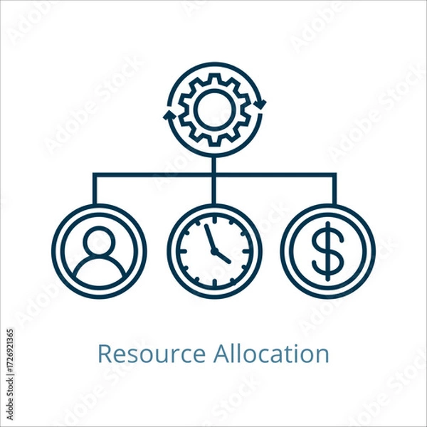 Obraz Resource Allocation icon vector illustration, simple line element Resource Allocation with editable stroke, Resource Allocation simple icon, Resource Allocation icon line style vector image