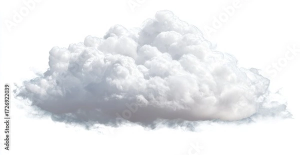 Fototapeta Fluffy white cumulus cloud against white background