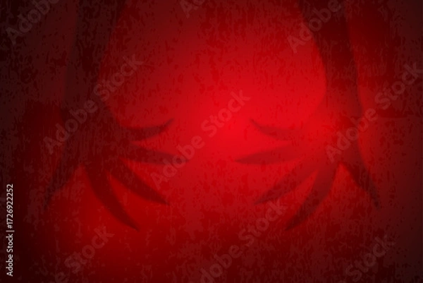 Fototapeta Shadows of a monster evil hands on a red background. Banner with Halloween decor. Vector illustration
