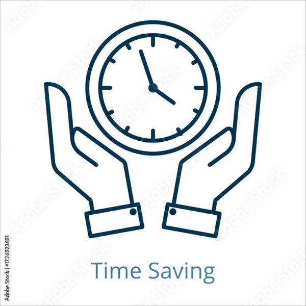 Obraz Time Saving icon vector illustration, simple line element Time Saving with editable stroke, Time Saving simple icon, Time Saving icon line style vector image