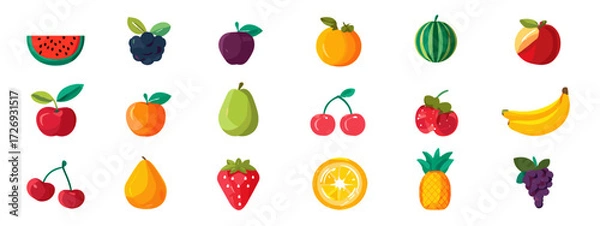 Fototapeta Colorful fruit assortment illustration