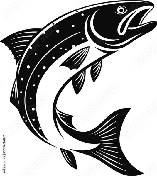 Obraz Modern Graphic of a Black Salmon Fish in Minimalist Style Ideal for Branding Logos and Iconography