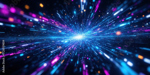 Fototapeta Quantum Communication Network Entanglement-based information exchange visualization showing unhackable transmission patterns, secure connection abstract, instantaneous transfer physics