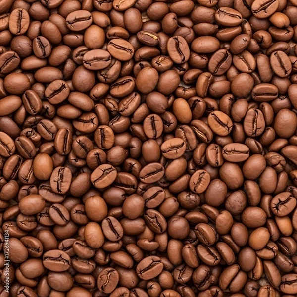 Fototapeta Aromatic Roasted Coffee Beans Background CloseUp Texture of Freshly Brewed Coffee