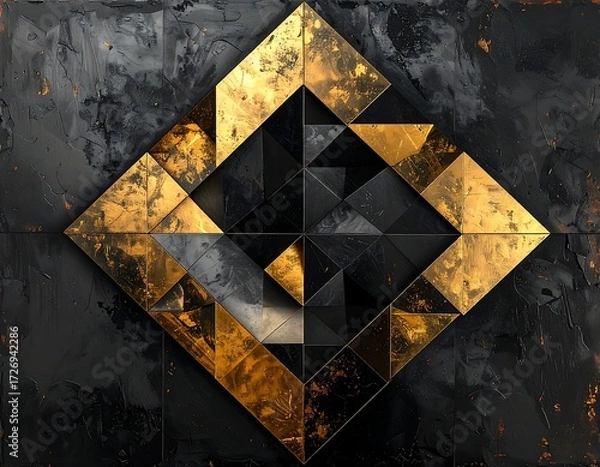 Obraz Geometric, dark, gold tiles