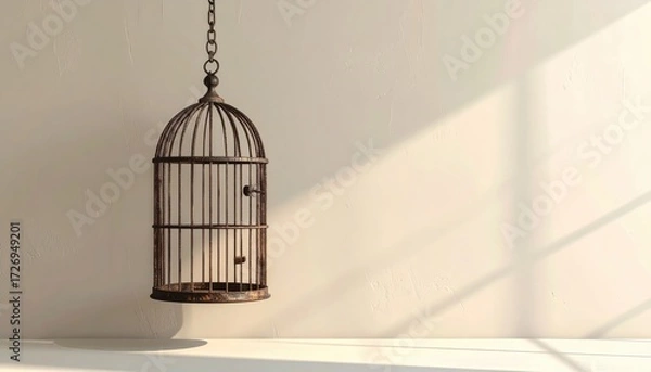 Obraz Empty Bird Cage. Freedom concept