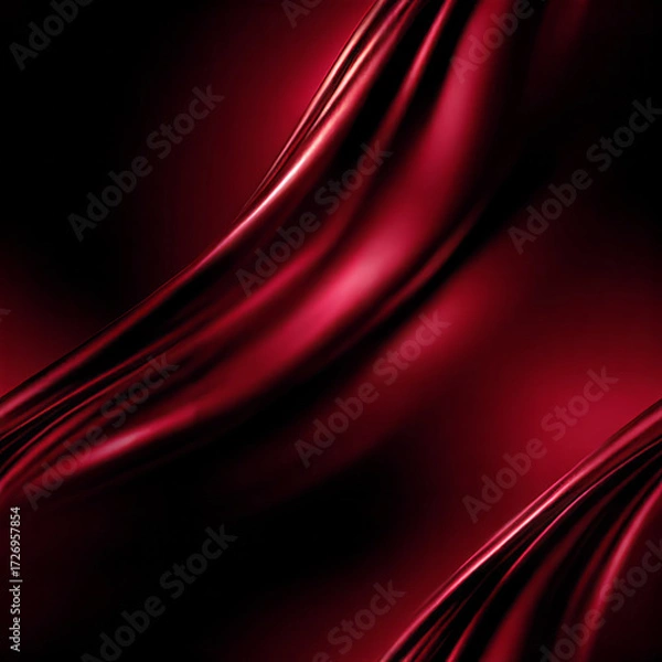 Fototapeta Minimalist red abstract background, soft fabric texture smooth elegant folds gradients gentle curves wide empty copy space clean modern luxury design Valentines Day sensual romance